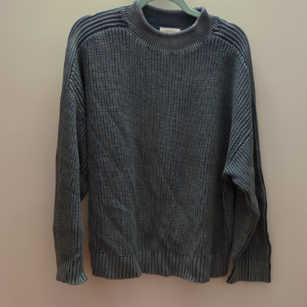 Haven Well Within Navy 100% cotton fisherman coastal beach Normcore Sweater XL - Picture 2 of 8